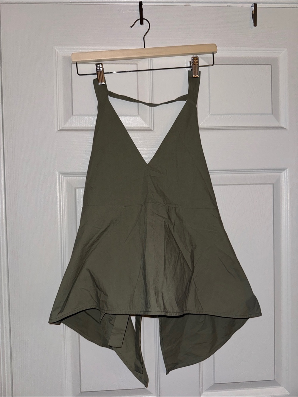 COS Olive Green V-Neck Halter Top